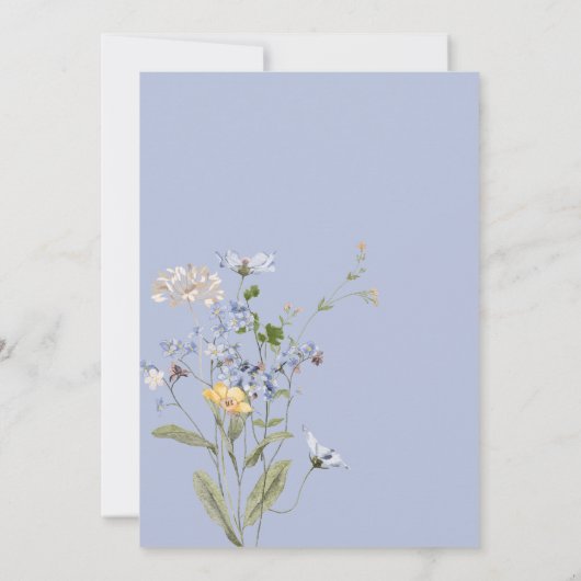 Blue Wildflower Garden Elegant Wedding Einladung (Rückseite)