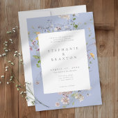 Blue Wildflower Garden Elegant Wedding Einladung