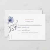 Blue Wildflower Garden RSVP with Botanical Back Karte (Vorderseite)