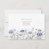 Blue Wildflower Garden RSVP with Botanical Back Karte (Rückseite)