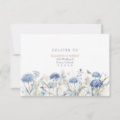 Blue Wildflower Garden Wedding RSVP Card Karte (Rückseite)