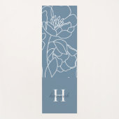 Blue Wildflower Hand Drawn Custom Monogram Name Yogamatte (Vorderseite)