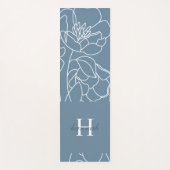 Blue Wildflower Line Art Custom Monogram Name Yogamatte (Vorderseite)