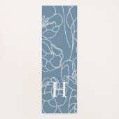 Blue Wildflower Line Art Custom Monogram Name Yogamatte (Rückseite)