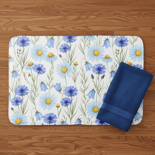 Blue Wildflower Meadow Badematte