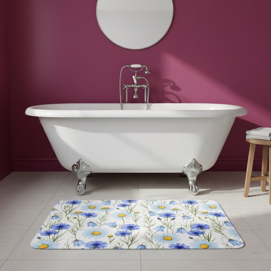 Blue Wildflower Meadow Badematte