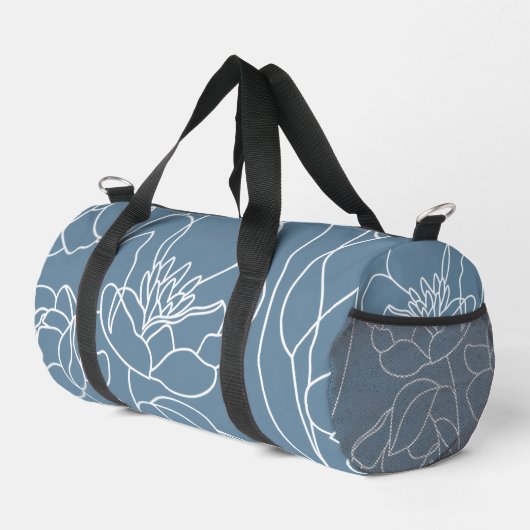 Blue Wildflower Modern Duffle Bag (Rechte Ecke)
