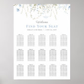 Blue Wildflower Periwinkle Wedding Seating Chart Poster (Vorne)