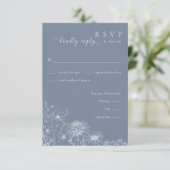 Blue Wildflower RSVP Card Periwinkle Wedding Begleitkarte (Stehend Vorderseite)