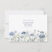 Blue Wildflower RSVP Card with Addressed Back Karte (Rückseite)