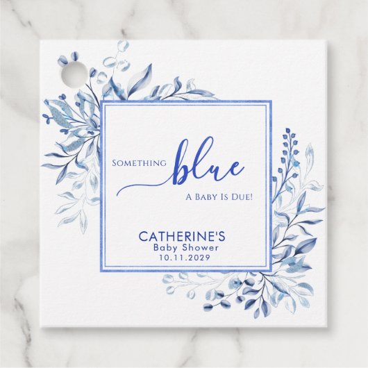 Blue Wildflower Something Blue Baby Shower Geschenkanhänger (Vorderseite)