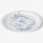 Blue Wildflower Something Blue Baby Shower Pappteller (Schrägansicht)