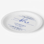 Blue Wildflower Something Blue Baby Shower Pappteller (Schrägansicht)