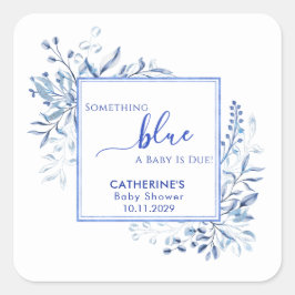 Blue Wildflower Something Blue Baby Shower Quadratischer Aufkleber