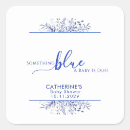 Blue Wildflower Something Blue Baby Shower Quadratischer Aufkleber