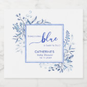 *Blue Wildflower Something Blue Baby Shower  Schaumweinetikett (Einzelnes Label)