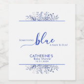 Blue Wildflower Something Blue Baby Shower Weinetikett (Einzelnes Label)
