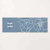 Blue Wildflower Watercolor Custom Monogram Name Yogamatte (Vorderseite (Horizontal))