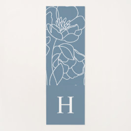 Blue Wildflower Watercolor Custom Name Yogamatte
