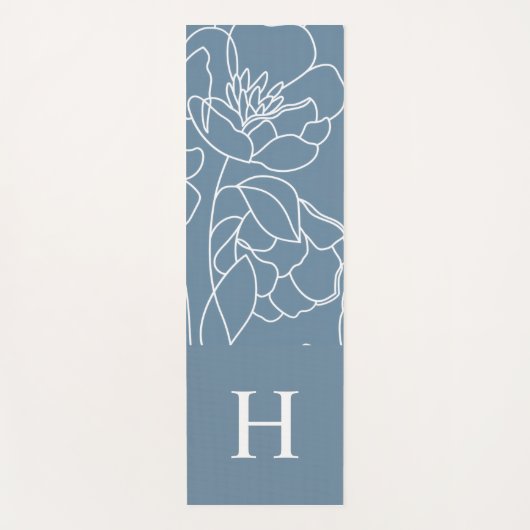 Blue Wildflower Watercolor Custom Name Yogamatte (Vorderseite)