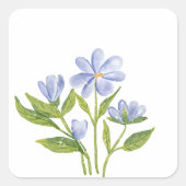 Blue Wildflower Watercolor – Minimal Botanical Quadratischer Aufkleber (Vorderseite)