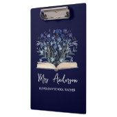 Blue Wildflowers Grow From Book Teacher Klemmbrett (Links)
