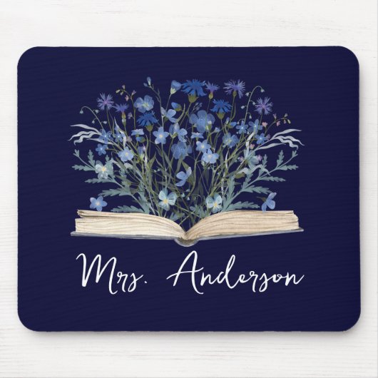 Blue Wildflowers Grow From Book Teacher Mousepad (Vorne)