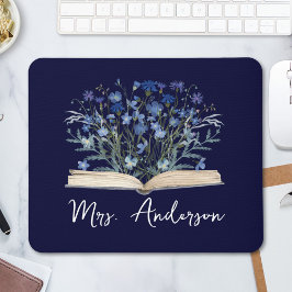 Blue Wildflowers Grow From Book Teacher Mousepad
