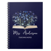 Blue Wildflowers Grow From Book Teacher Notebook Notizblock (Vorderseite)
