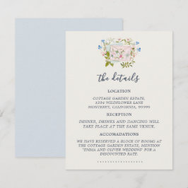 Blue Wildflowers Romantic Garden Wedding Begleitkarte