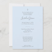 Blue Wildflowers Silver Photo Naming Ceremony Mitteilungskarte (Rückseite)