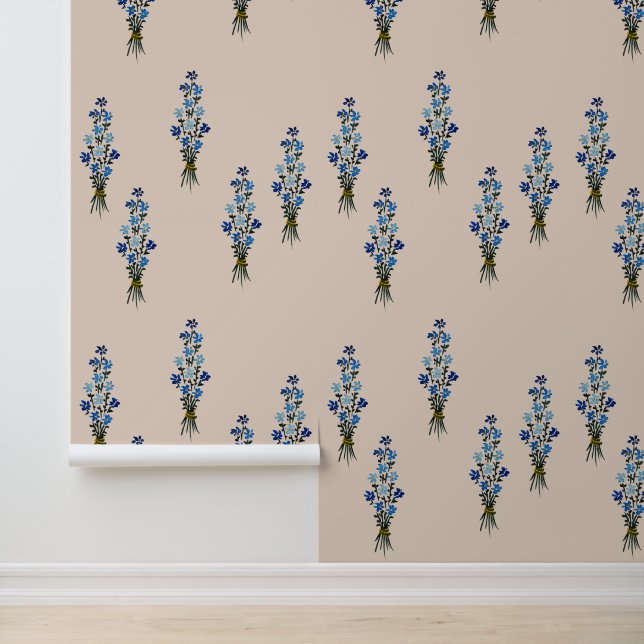 Blue Wildflowers Watercolor Art Tapete (Anwendung)
