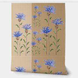 Blue Wildflowers Watercolor Art Tapete