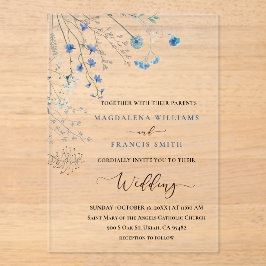 blue wildflowers wedding acryleinladungen