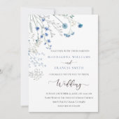 blue wildflowers wedding invitation einladung (Vorderseite)