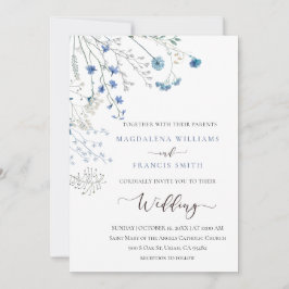 blue wildflowers wedding invitation einladung