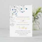blue wildflowers winter wedding folieneinladung (Stehend vorne)