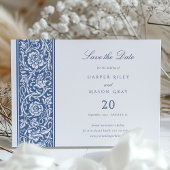 Blue William Morris Save the Date Einladung