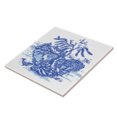 Blue Willow Animal Pagoda Garden Szene Chinoiserie Fliese (Seite)