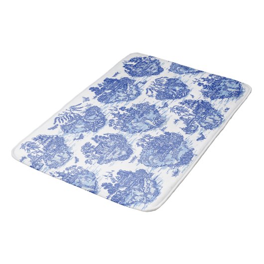 Blue Willow Animal Rabbit Dex Bird Toile Art Badematte (Schrägansicht)