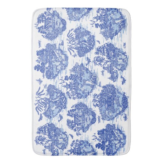 Blue Willow Animal Rabbit Dex Bird Toile Art Badematte (Vorderseite Vertikal)