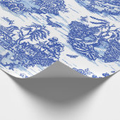 Blue Willow Animal Rabbit Dex Bird Toile Art  Geschenkpapier (Ecke)