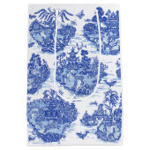 Blue Willow Animal Rabbit Dex Bird Toile Art Mittlere Geschenktüte (Rückseite)