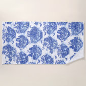 Blue Willow Animal Rabbit Dex Bird Toile Art  Strandtuch (Vorderseite)