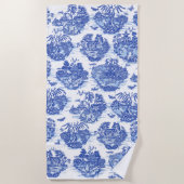 Blue Willow Animal Rabbit Dex Bird Toile Art  Strandtuch (Vorderseite)