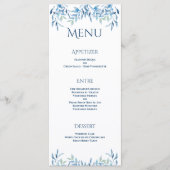 Blue Willow Branches Watercolor Hochzeitsempfang Menükarte (Vorderseite)