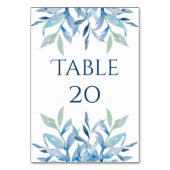 Blue Willow Branches, Watercolor Hochzeitsempfang Tischnummer (Rückseite)