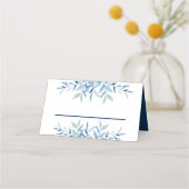 Blue Willow Branches Watercolor Wedding Platzkarte (Rückseite)