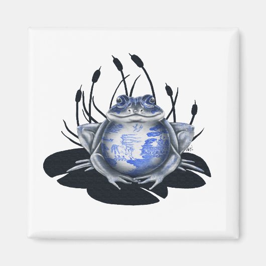 Blue Willow Bull Frog Magnet (Vorne)