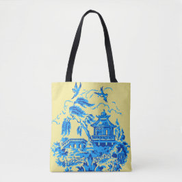Blue Willow China auf Butter Gelben Tasche